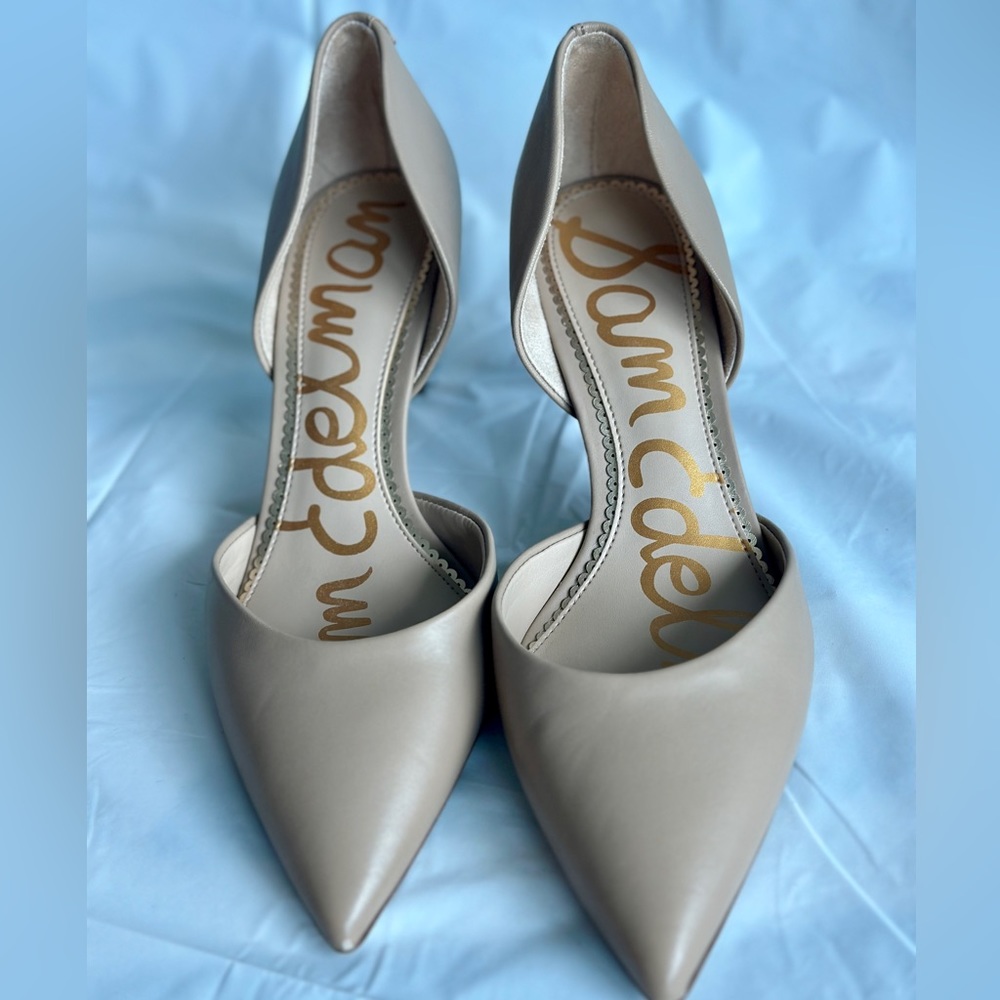 Sam Edelman Jaina d'Orsay Pump Soft Beige 7.5 Nude Neutral Low Heel